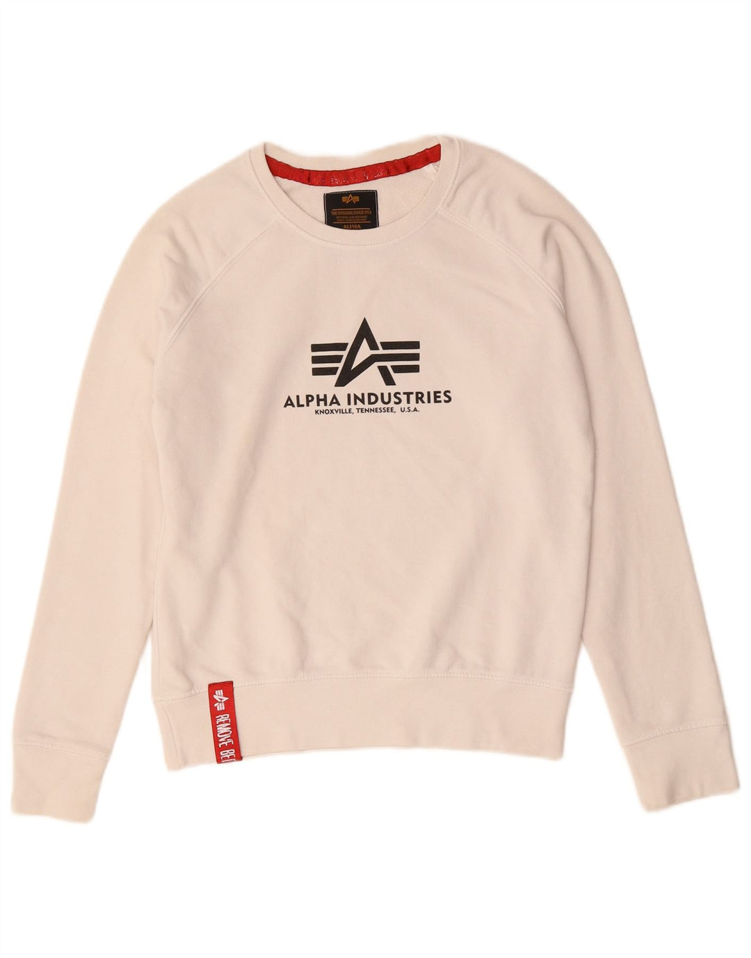 ALPHA INDUSTRIES Grafisk sweatshirt til mænd XS Hvid