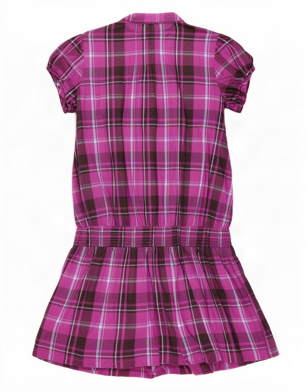 Benetton Girls Drop Waist Dress 10-11 år XL Lilla ternet bomuld