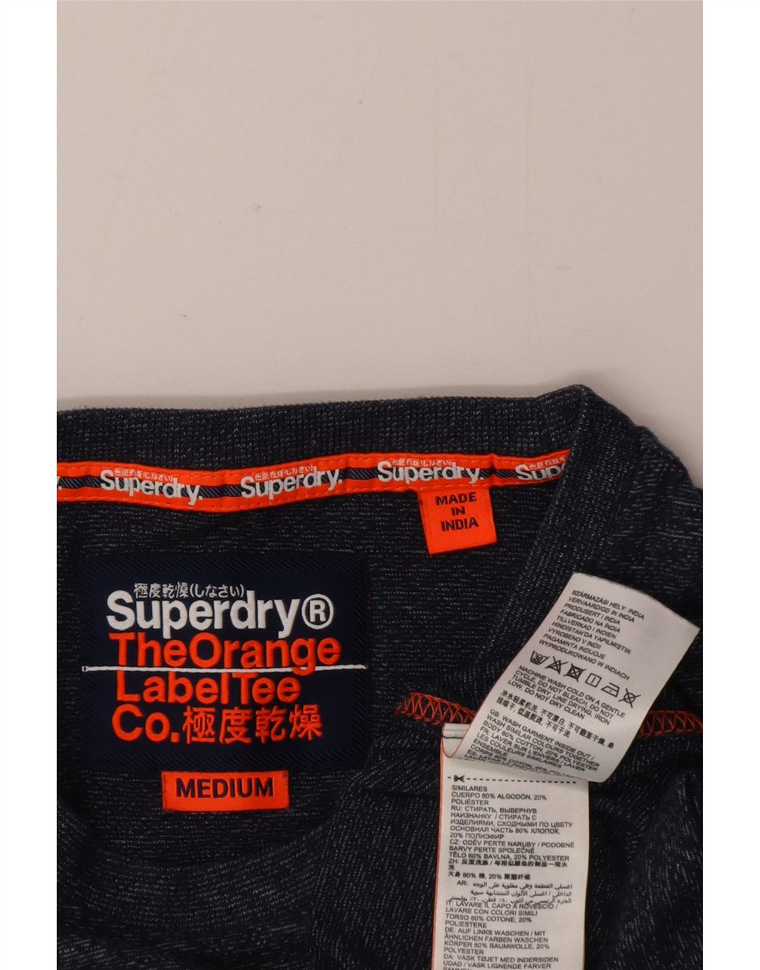 Superdry Herre T-shirt Top Medium Navyblå Flecked Bomuld