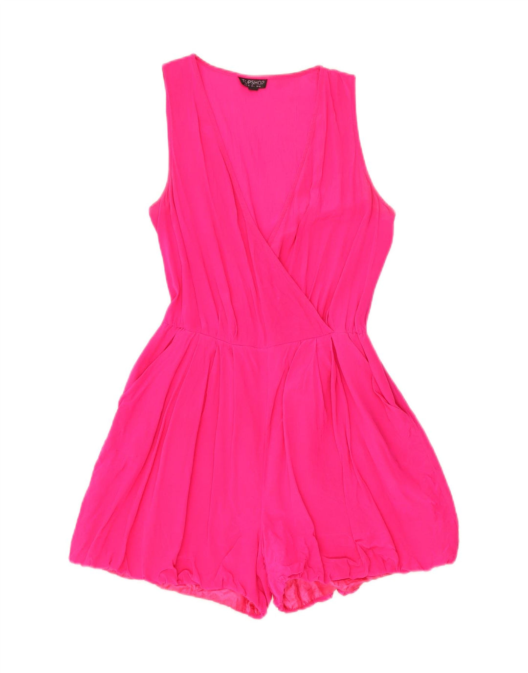 Topshop Dame Ærmeløs Playsuit UK 8 Small Pink Silk
