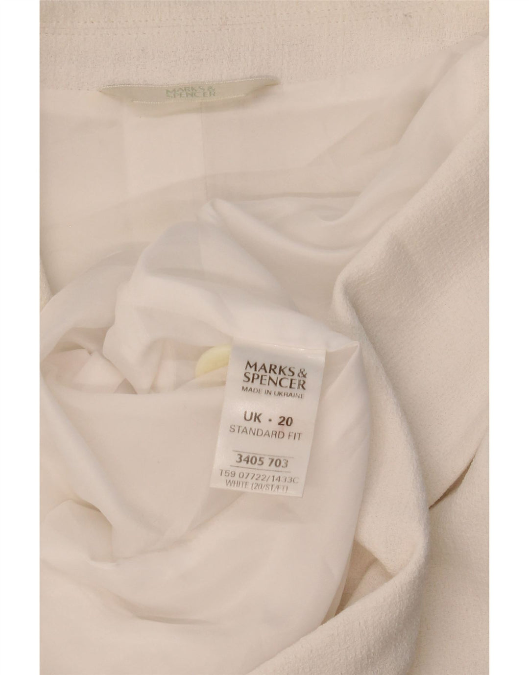 Marks & Spencer Dame Kortærmet Blazer Jakke med 2 knapper UK 20 2XL Hvid