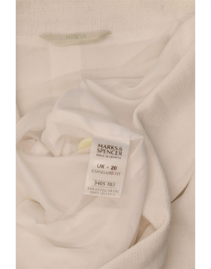 Marks & Spencer Dame Kortærmet Blazer Jakke med 2 knapper UK 20 2XL Hvid