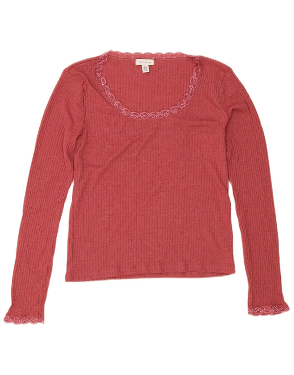 Topshop Dame Top Langærmet UK 16 Large Pink Bomuld
