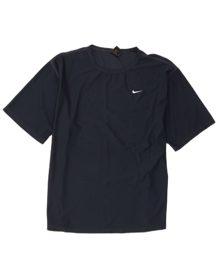 Nike T-shirt top til mænd UK 42/44 Stor marineblå polyester