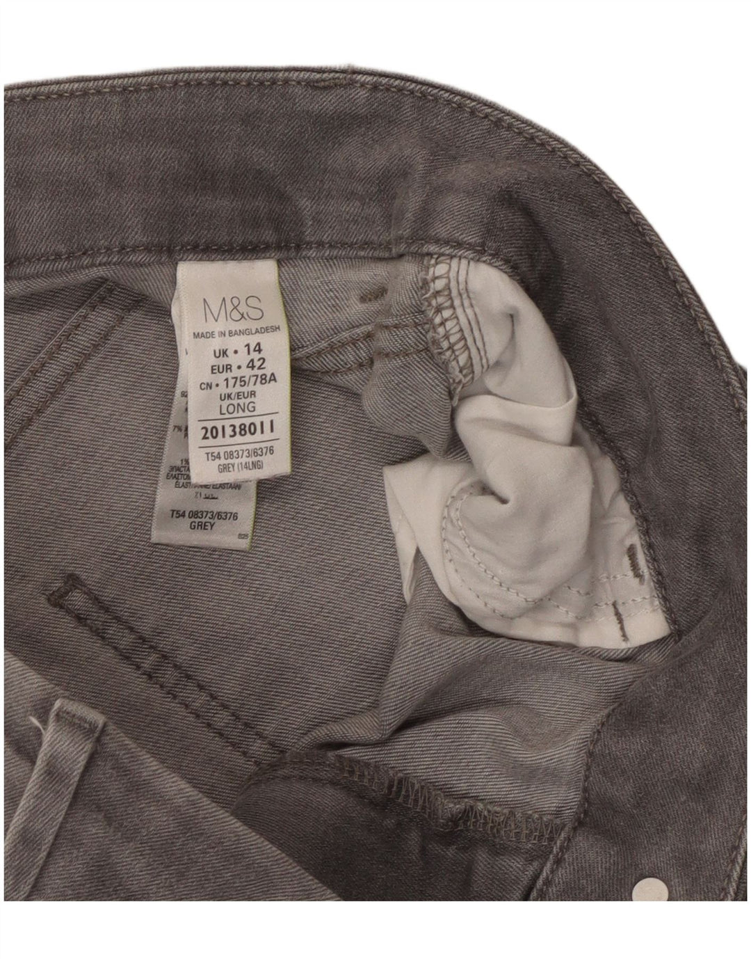 Marks & Spencer Dame Straight Jeans UK 14 Large W32 L31 Grå Bomuld