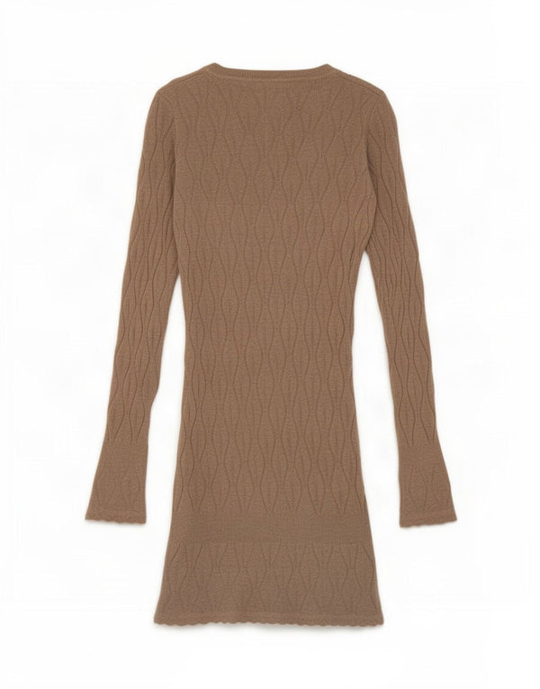 Zara Womens Long Sleeve Jumper Dress UK 12 Medium Beige
