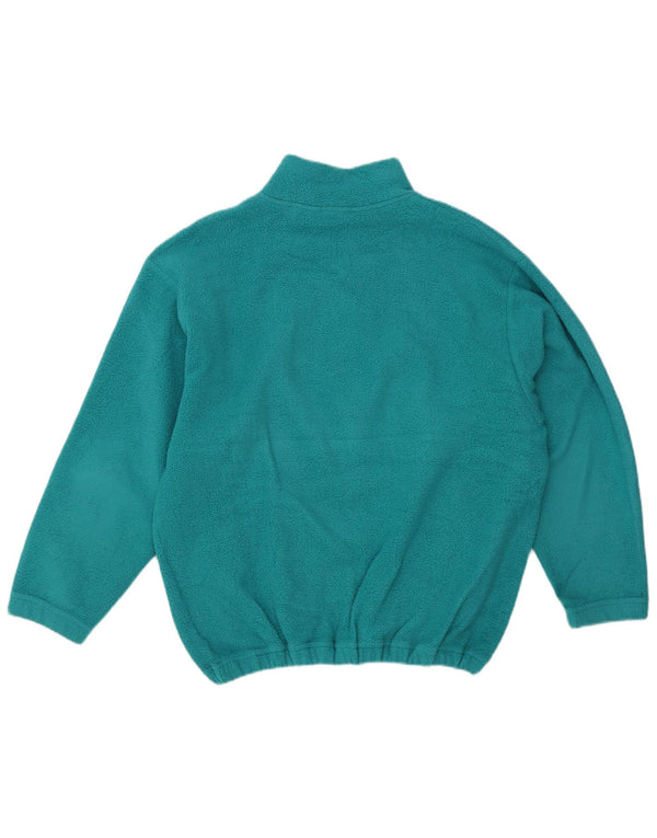 Vintage Mens Zip Neck Fleece Jumper Large Turquoise Colourblock