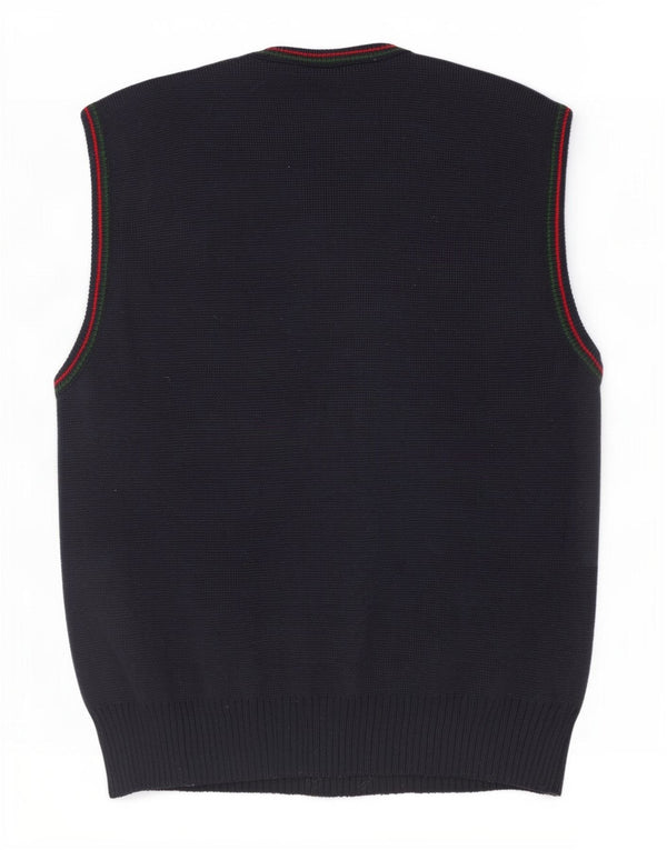 Vintage herre grafisk vest tanktop lille marineblå Argyle/diamant