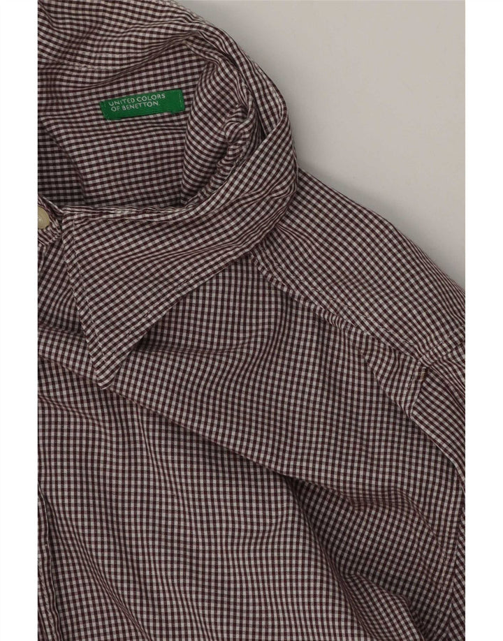 Benetton Dameskjorte UK 16 Stor Brun Gingham