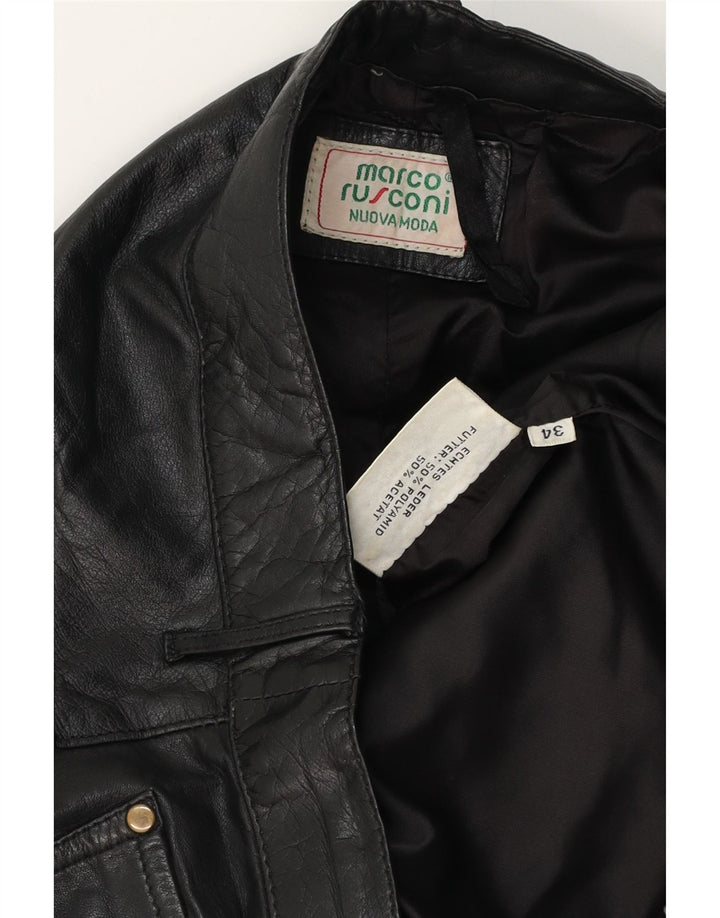 Vintage lige læderbukser til mænd W34 L30 sort læder