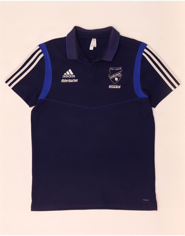 Adidas Herre Climalite Polo Shirt Large Navy Blue Colourblock Bomuld