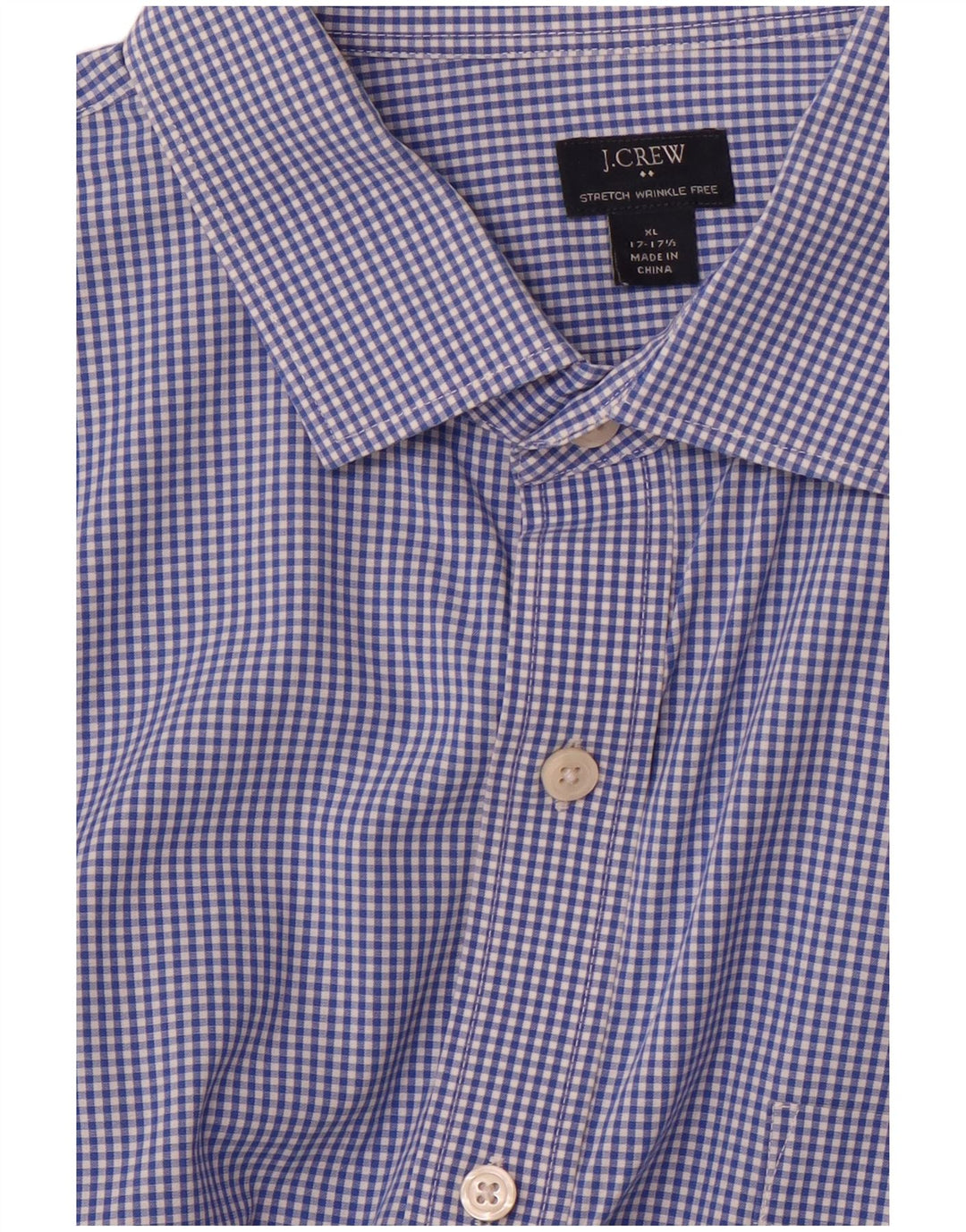 J. Crew Stretch-skjorte til mænd Str. 17 17/12 XL Blå Gingham