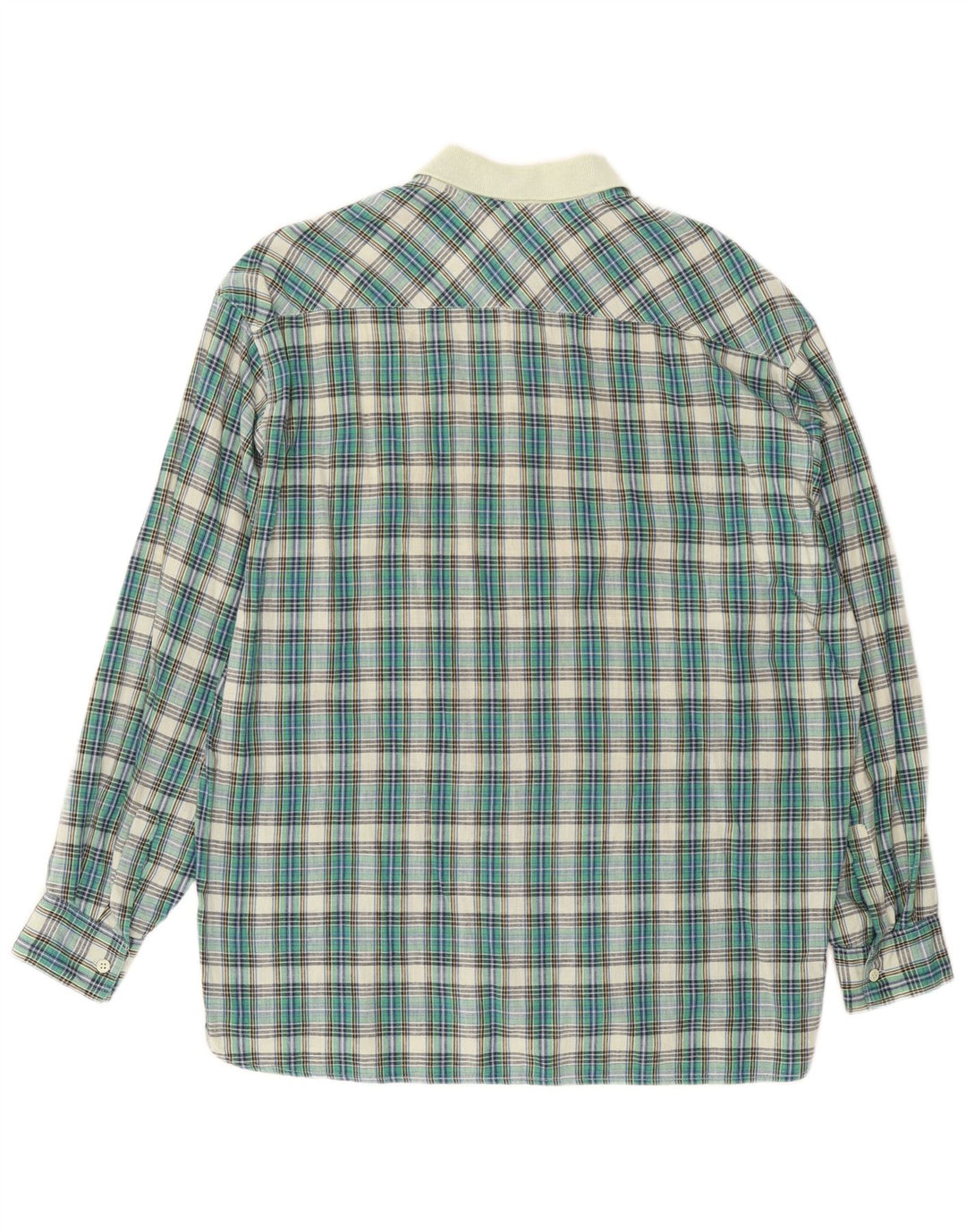 Vintage herre pullover skjorte mellemgrøn ternet bomuld