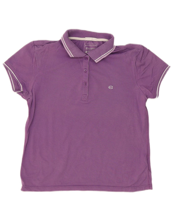 Champion Womens Heritage Fit Polo Shirt UK 14 Large Purple