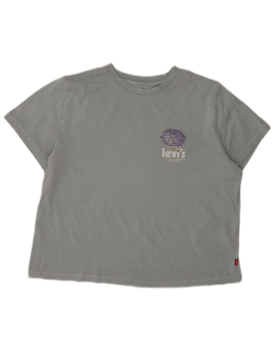 Levi's Dame Crop Grafisk T-Shirt Top UK 14 Medium Grå Bomuld
