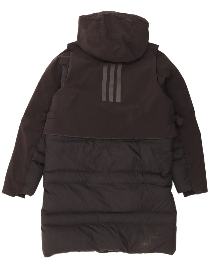 Adidas Herre Hætte Polstret Frakke UK 38 Medium Sort Nylon