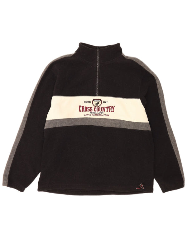 Barisal Herre grafisk lynlås hals Fleece Jumper XL Sort Colourblock Polyester