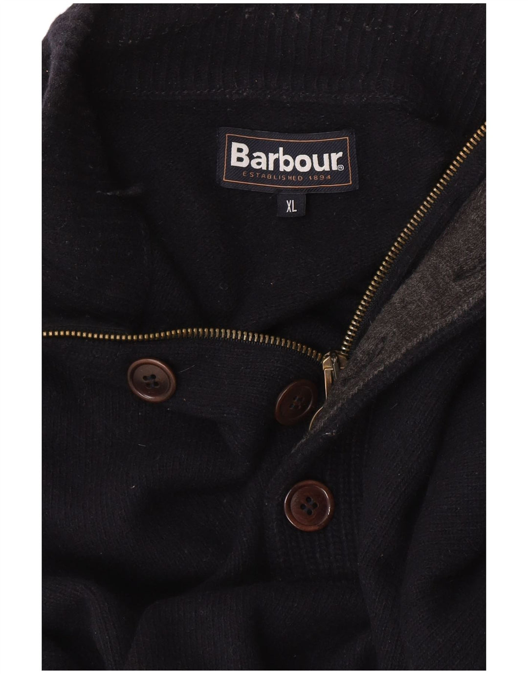 Barbour Herre Zip Neck Jumper Sweater XL Navy Blue