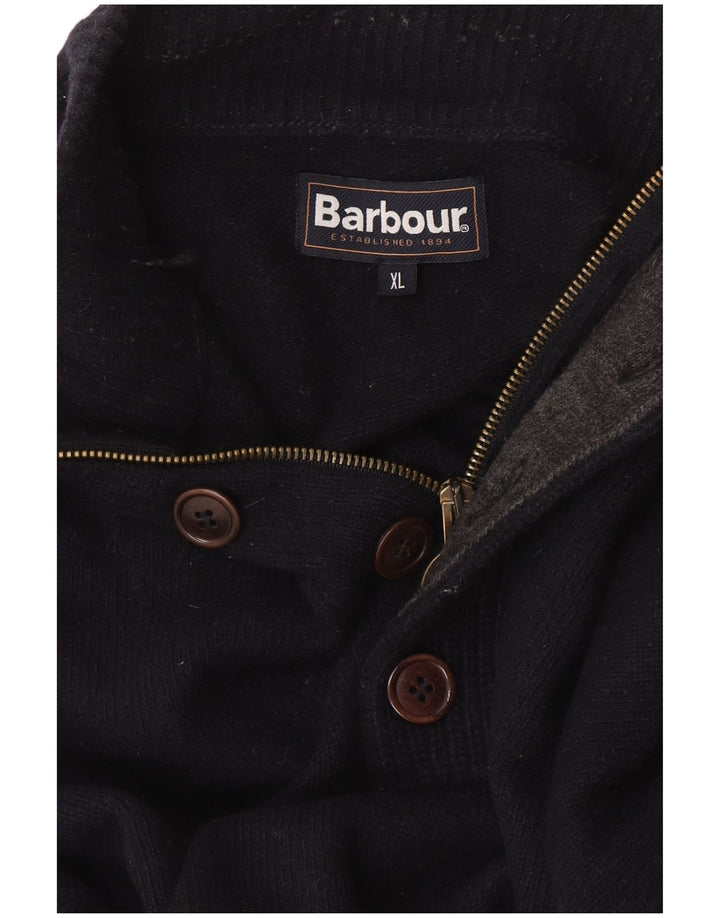 Barbour Herre Zip Neck Jumper Sweater XL Navy Blue