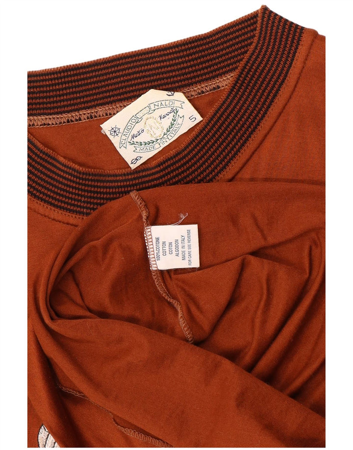Vintage herre grafisk T-shirt top medium brun