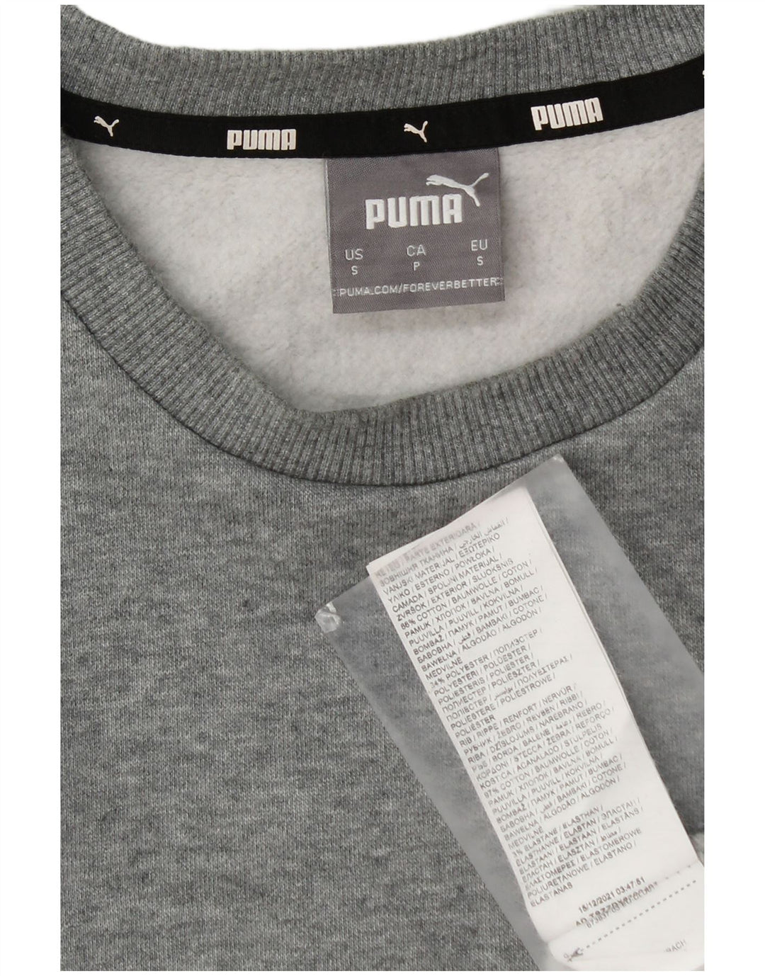 Puma Sweatshirt til mænd, lille grå bomuld
