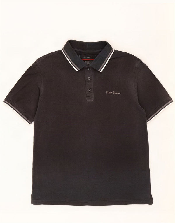 Pierre Cardin Mens Polo Shirt Medium Black Cotton