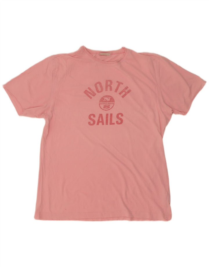 North Sails Herre Grafisk T-Shirt Top Stor Pink Bomuld