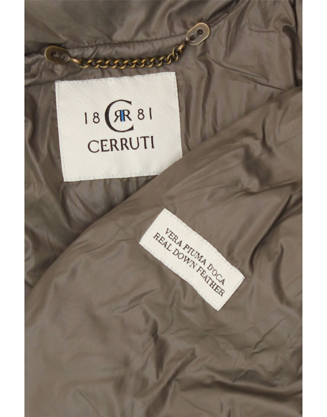 Cerruti 1881 polstret hættejakke til kvinder UK 14 Medium Khaki polyamid