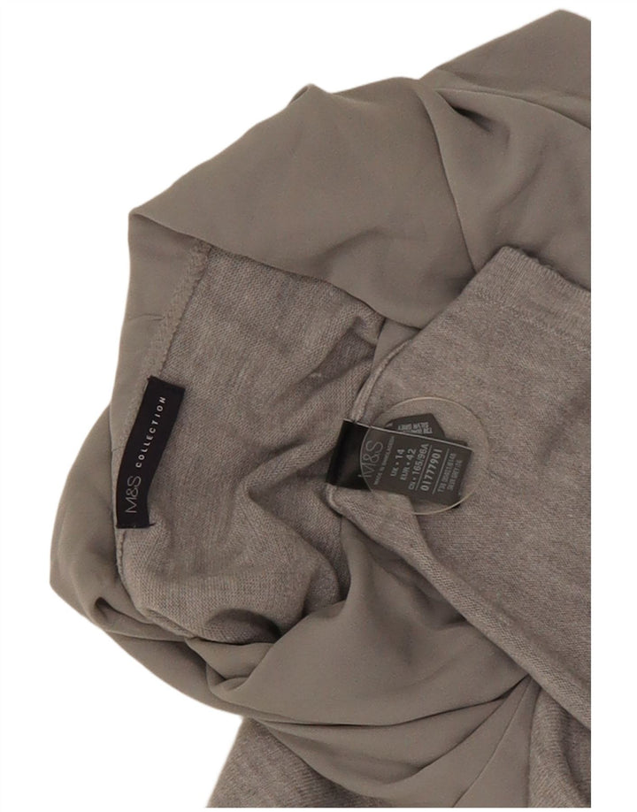 Marks & Spencer Dame Top Langærmet UK 14 Medium Grey Flecked Acryl