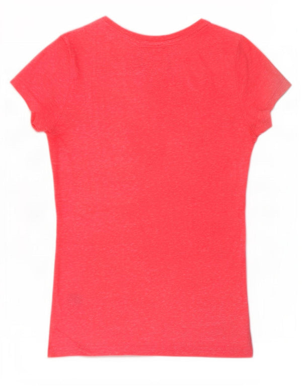 Superdry Grafisk T-shirttop til kvinder UK 12 Medium Pink Flecked Polyester