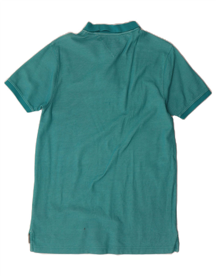 TOMMY HILFIGER Mens Slim Fit Polo Shirt Medium Turquoise Cotton Vintage Tommy Hilfiger and Second-Hand Tommy Hilfiger from Messina Hembry 