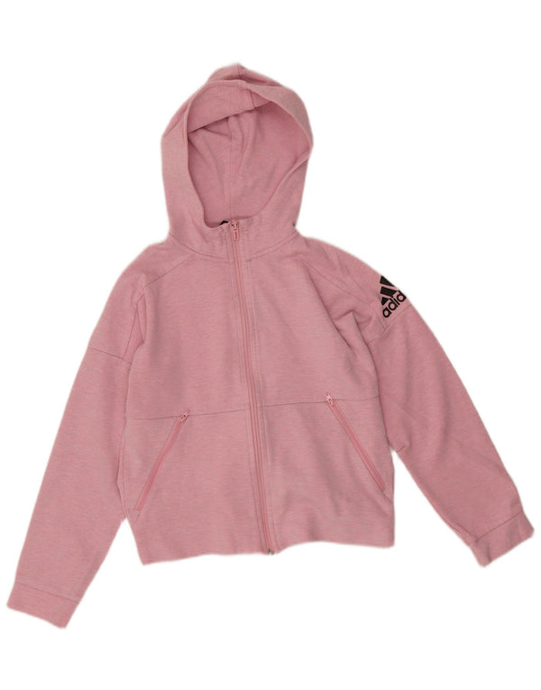 Adidas Girls Graphic Zip Hoodie Sweater 11-12 Years Pink