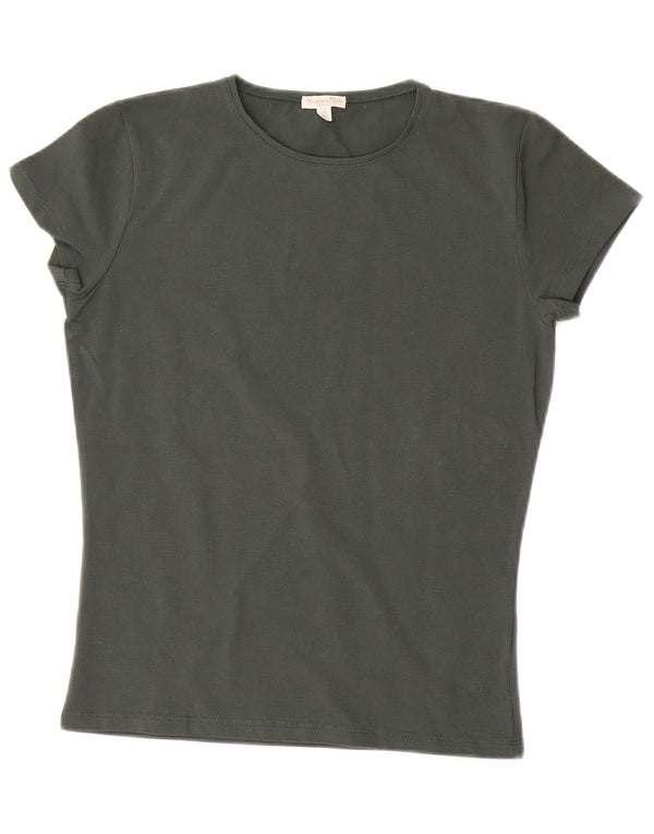 MASSIMO DUTTI Dame T-Shirt Top UK 10 Lille Grøn Bomuld