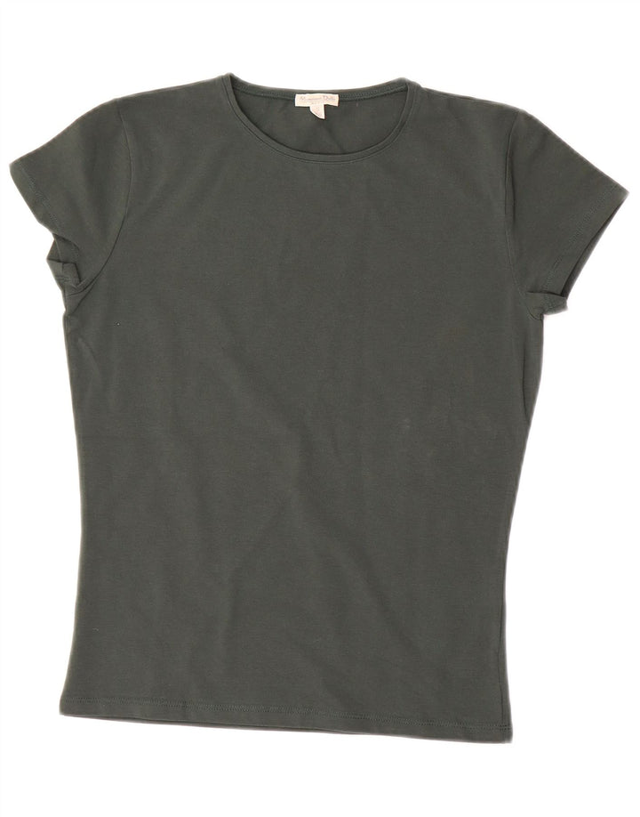 MASSIMO DUTTI Dame T-Shirt Top UK 10 Lille Grøn Bomuld