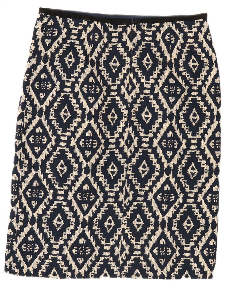 Marks & Spencer lige nederdel til kvinder UK 12 Medium 30 Marineblå Geometrisk