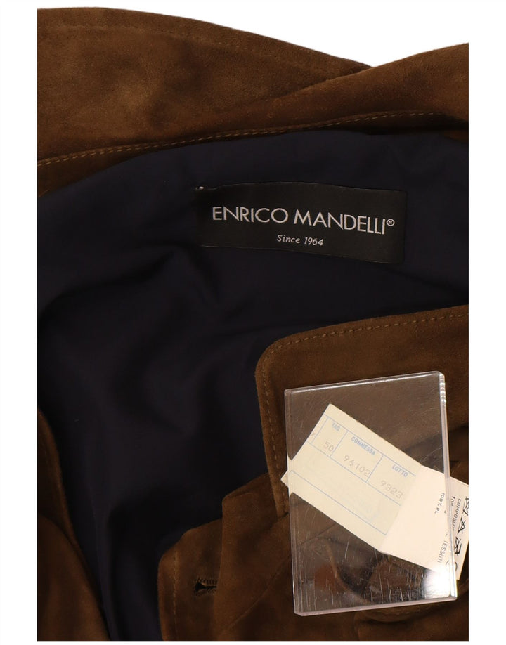 Enrico Mandelli Herre Ruskind Bomber Jacket IT 50 Stor Khaki Læder Classic