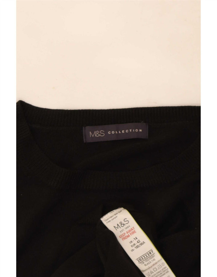 Marks & Spencer Dame sweater med rund hals DK 14 Medium Sort Akryl
