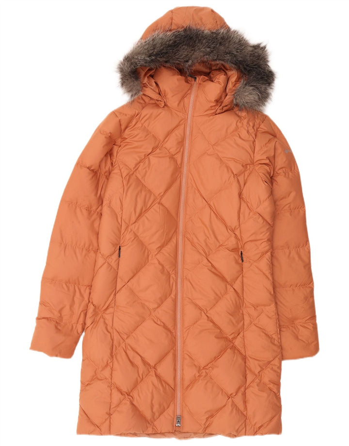 Columbia polstret jakke med hætte til kvinder UK 14 Medium Orange Polyester