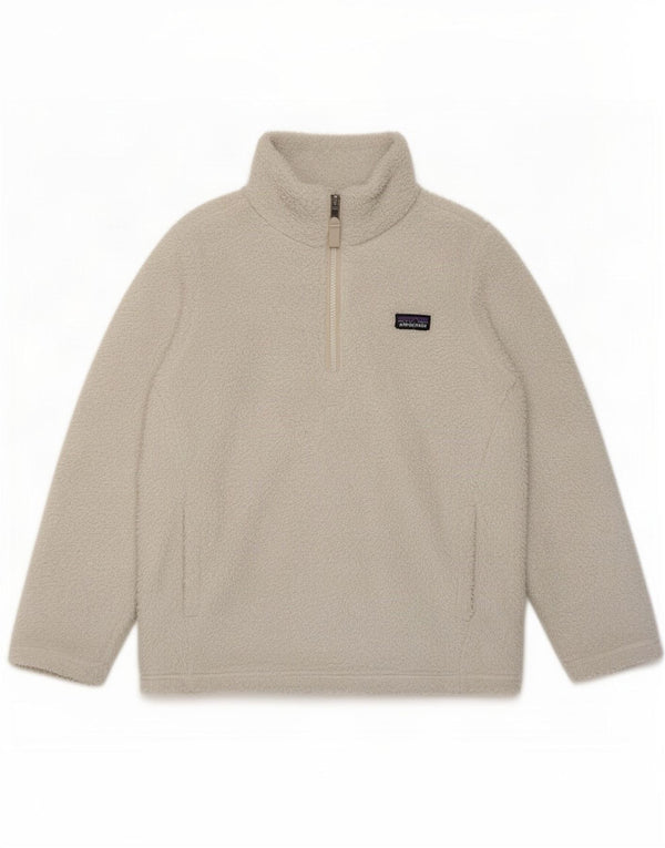 Patagonia Girls Zip Neck Fleece Jumper 9-10 år Medium White Polyester