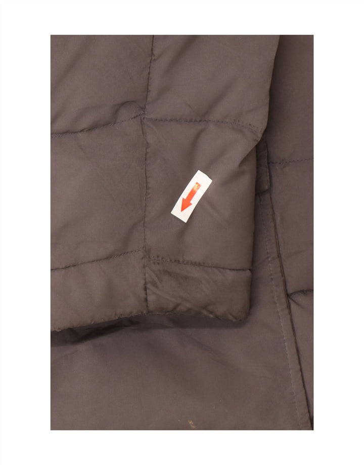 Massimo Dutti Dame Hætte Polstret Frakke UK 40 Large Grå Polyester