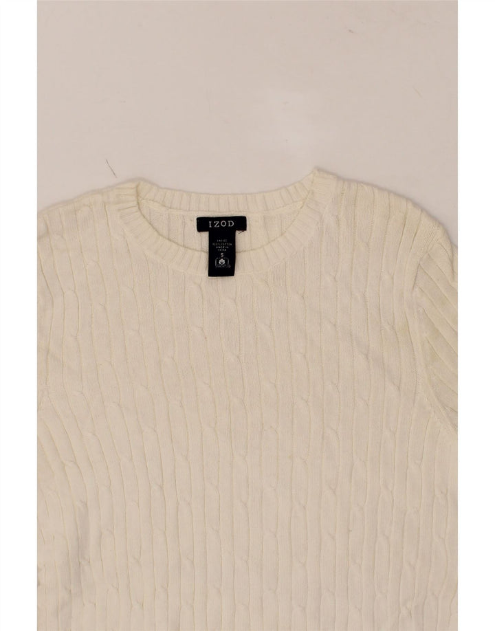 IZOD Womens Crew Neck Jumper Sweater UK 10 Small White Cotton Vintage Izod and Second-Hand Izod from Messina Hembry 