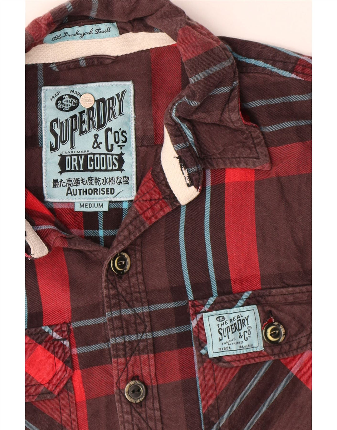 Superdry Flanelskjorte til mænd, medium brun ternet bomuld