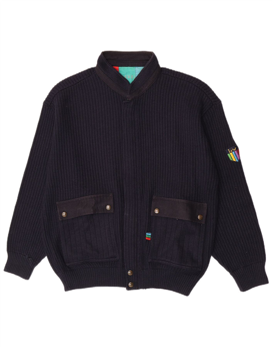 Loli Wolf Herre Cardigan Sweater Stor Marineblå Uld