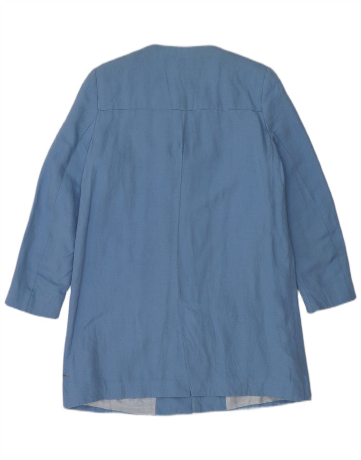 Zara Dame Overfrakke UK 12 Medium Blue Cotton