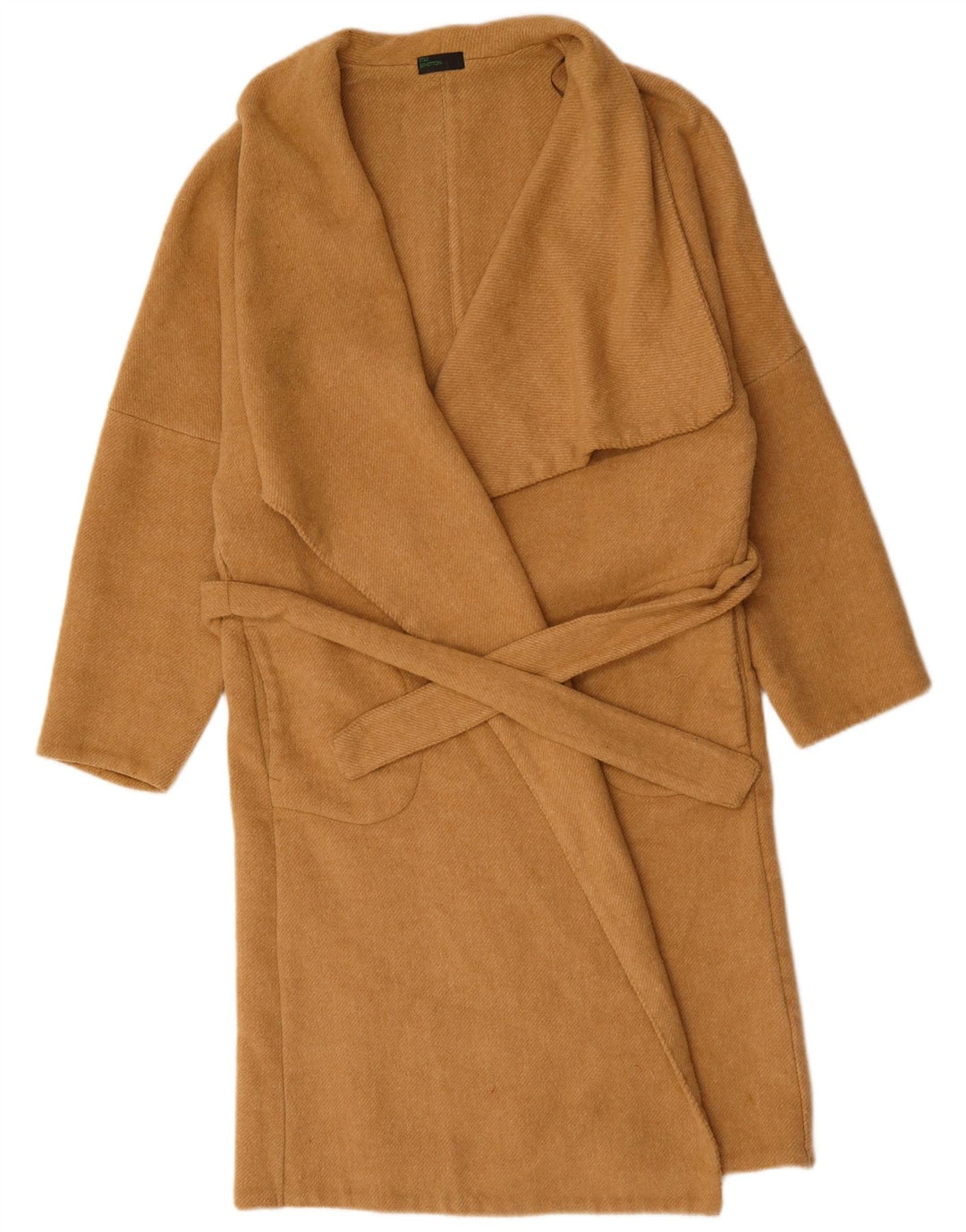 BENETTON Åben overfrakke til kvinder UK 18 XL Brun polyester