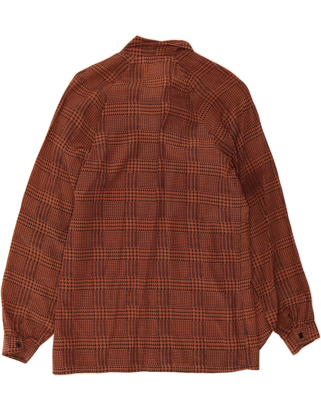VINTAGE Womens Front Tie Shirt Blouse UK 12 Medium Brown Check Acetate Vintage Vintage and Second-Hand Vintage from Messina Hembry 