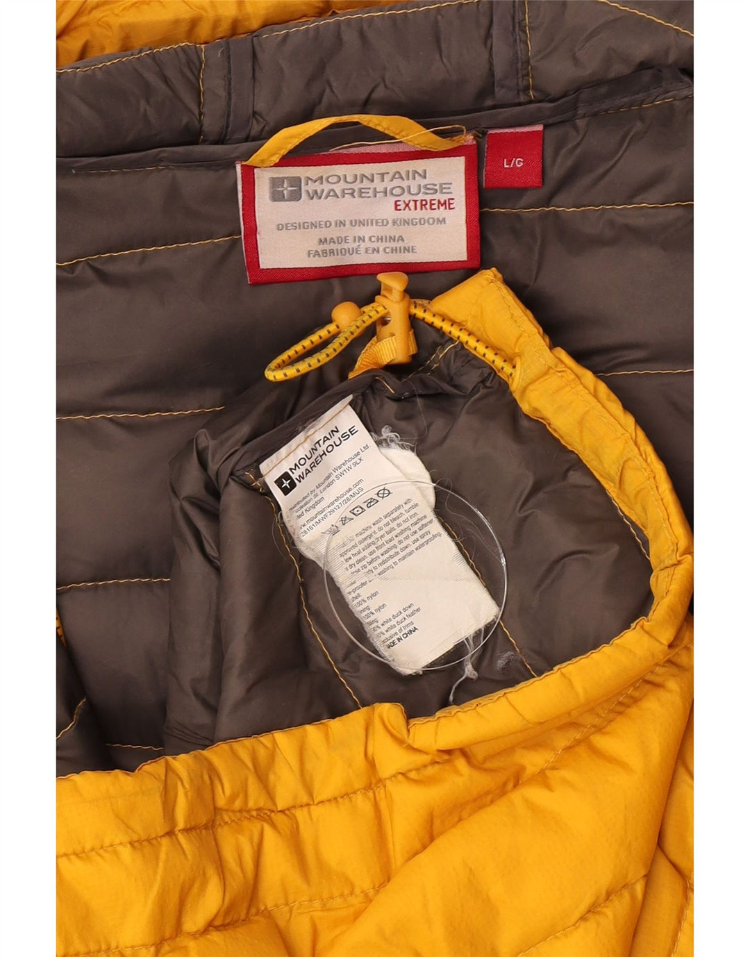 Mountain Warehouse Herre hættepolstret jakke UK 40 Stor gul nylon