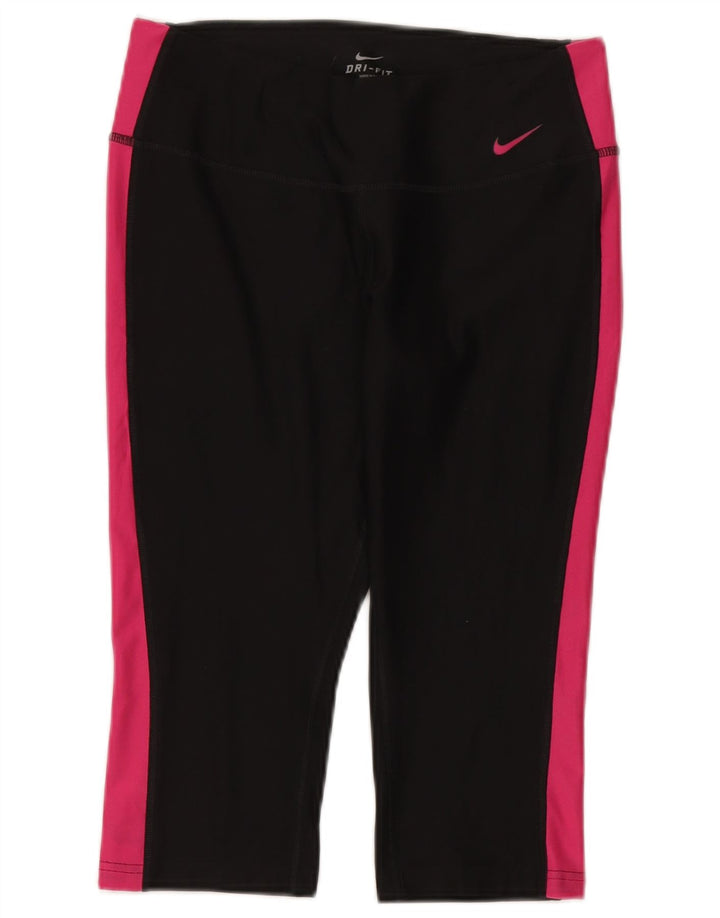 Nike Dame Dri Fit Capri Leggings UK 14 Medium Sort Colourblock Polyester