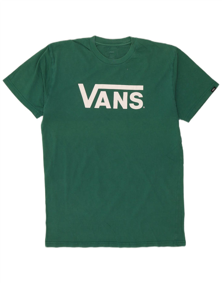 VANS Herre Classic Fit Grafisk T-Shirt Top Medium Grøn Bomuld