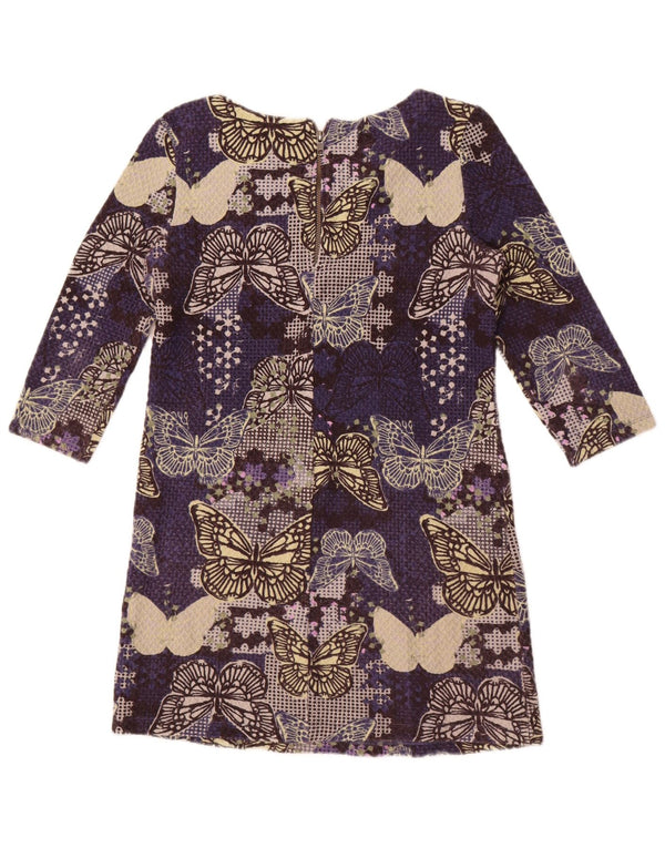 White Stuff Dame 3/4 ærmer Shift Dress UK 10 Small Purple Animal Print
